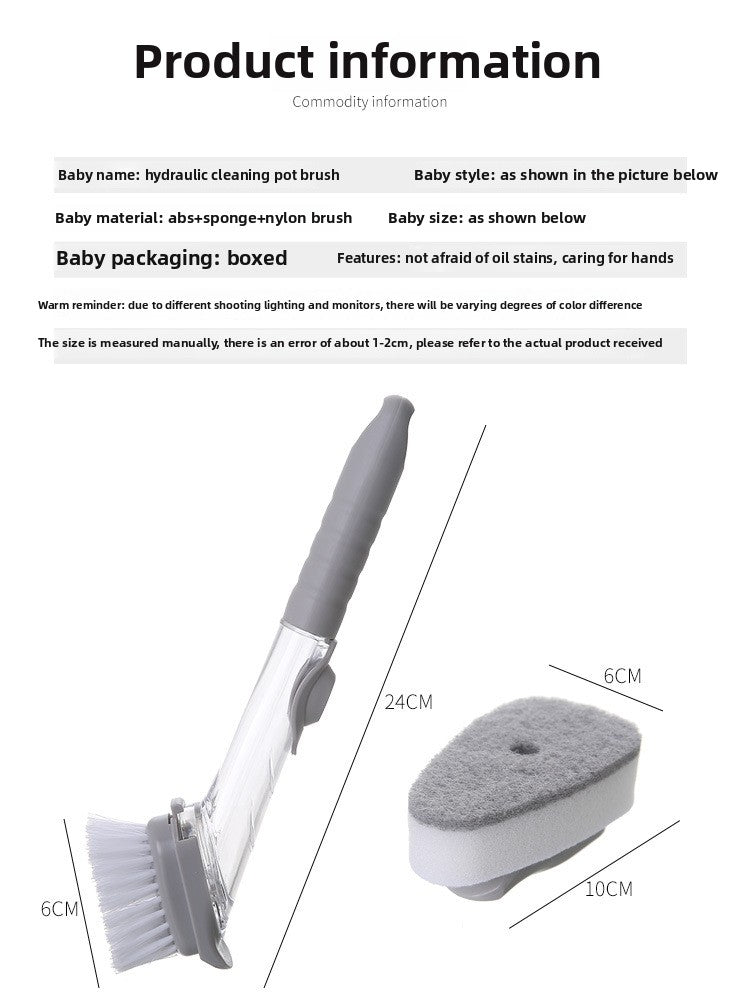 Long Handle Dishwashing Brush with Soap Dispenser – Kitchen Cleaning Brush with Sponge Scourer | Durable Handheld Scrubber for Sink & Dishes