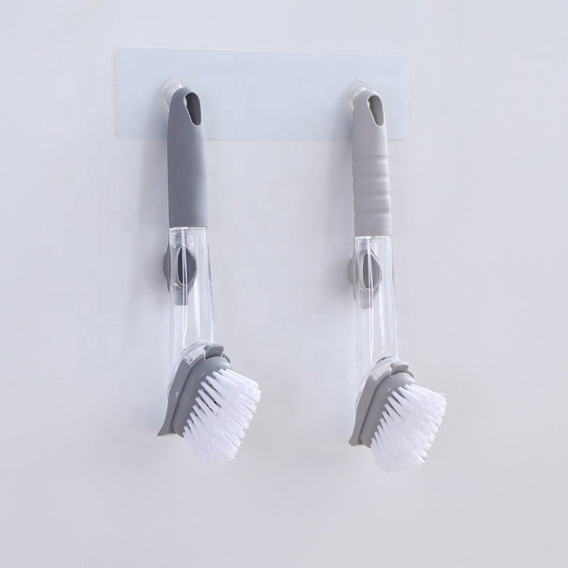 Long Handle Dishwashing Brush with Soap Dispenser – Kitchen Cleaning Brush with Sponge Scourer | Durable Handheld Scrubber for Sink & Dishes