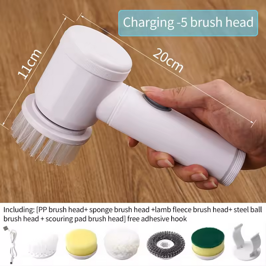 5-in-1 Electric Spin Scrubber – IPX6 Waterproof 17000RPM Handheld Cleaning Brush | USB Rechargeable Kitchen & Home Magic Scrub Brush